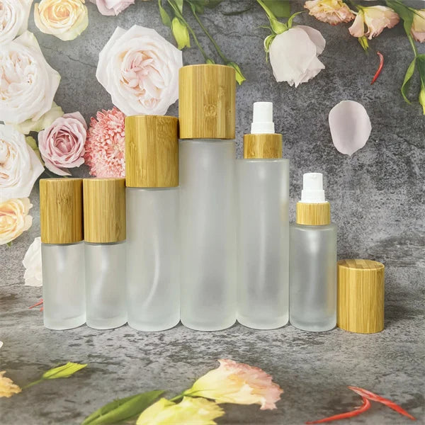 Bamboo Wood Cover Glass Lotion Bottle Spray Bottle 30ml 50ml 60ml 80ml 100ml 120ml Perfume Bottle for Travel Small Sample