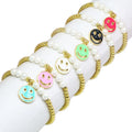 Bohemian Stainless Steel 18k gold Plated Copper Bangle Cute Smile Face Charm Beads Bracelet For Women Girly Daily Jewelry Gifts