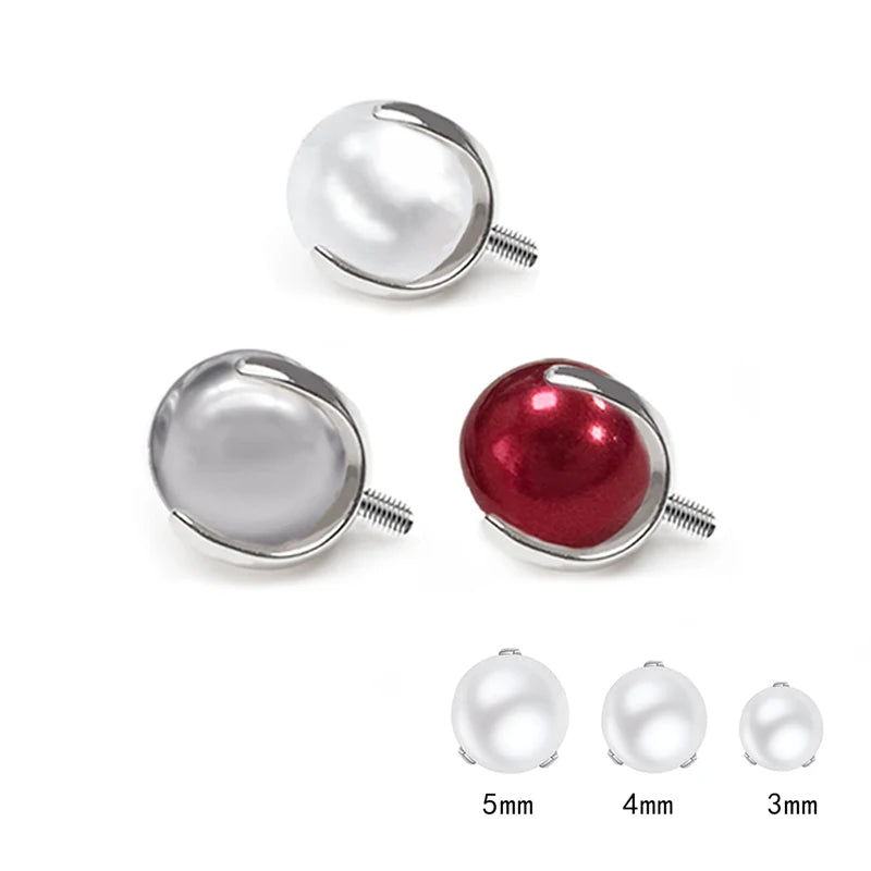 F136 Titanium Piercing Labret White Pearl Stud Earring Tragus Earring Nose Stud Labret Ring Piercing Titanium
