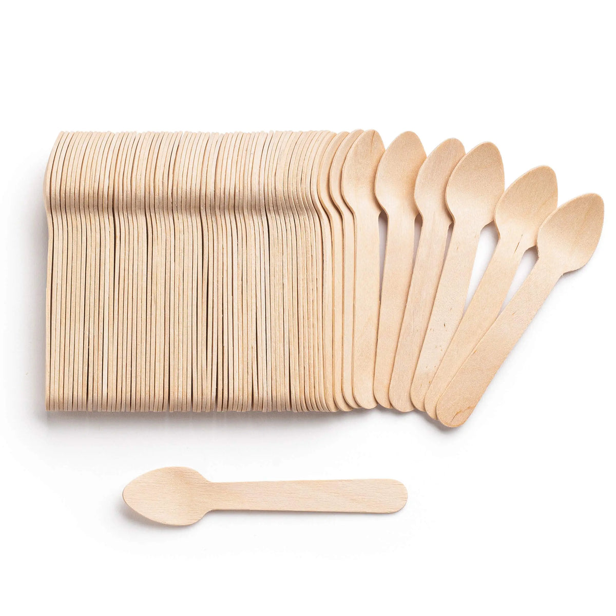 110mm Disposable Mini Ice Cream Spoons Wooden Disposable Teaspoon