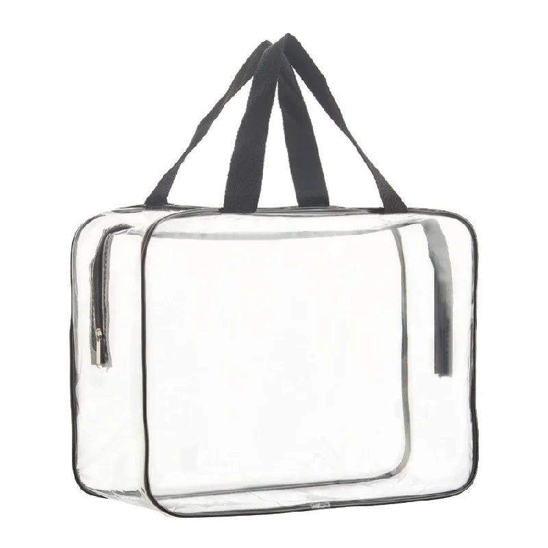 Large Waterproof Portable Travel Makeup Cosmetic Bags Clear Vinyl Tote Makeup Bag Organizer Zipper Solid Color Spring