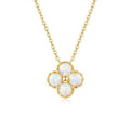 Trendy Design Sterling Silver Gold Plating Opal Clover Four Luck Leaf Necklace