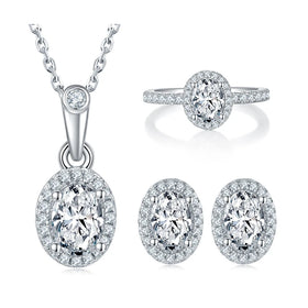 Low Moqs Wholesale Custom Women Jewelry Hypoallergenic GRA Certified Oval VVS Moissanite 925 Sterling Silver Jewelry Set