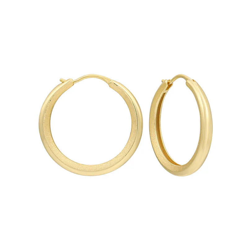 Trendy Chunky Thick Huggie 18k Gold Plated 925 Sterling Silver Hoop Earrings Circle Hypoallergenic Jewelry Gift