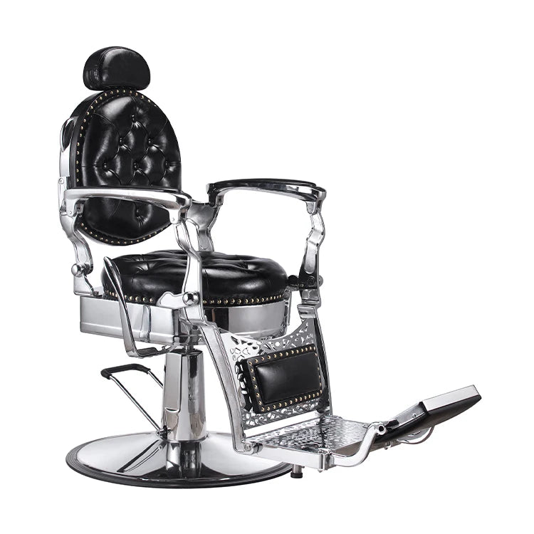 Best Selling Silvery Black Men's Hair Salon Barber Chair Heavy Duty Hydraulic Pump PU Leather Modern Design Workshop Use