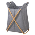 X Frame Foldable Cloth Organizer Bamboo Storage Baskets for Dirty Clothes Laundry Fold up Collapsible Storage System