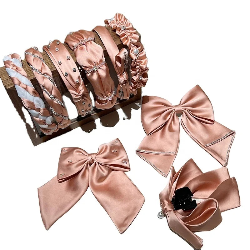 Women's Satin Silk Wide Braided Headband Big Thick Padded Hairbands Solid Pattern European Korean Style Popular Hair Decoration