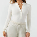 L230401 Custom Logo OEM ODM Body Suit Ladies One Piece Basic Long Sleeve Ribbed Bodycon Bodysuit Women Shapers
