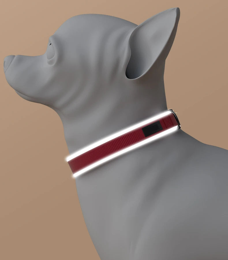 Custom Logo Fashion Anti Slip Pet Collar Nylon Fabric Reflective Strip Adjustable Luxury Dog Collar
