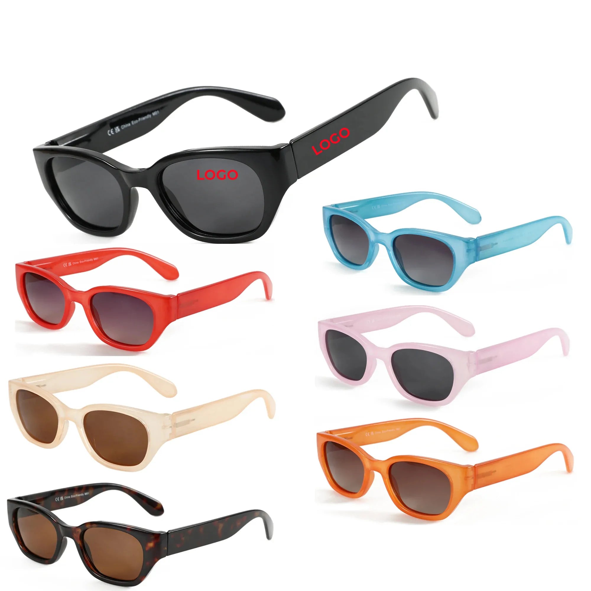2025 New Vintage Retro Cat Eye Sunglasses Women Colorful Eco-Friendly Recycled Plastic UV 400 Polarized Blue Red Green Frames