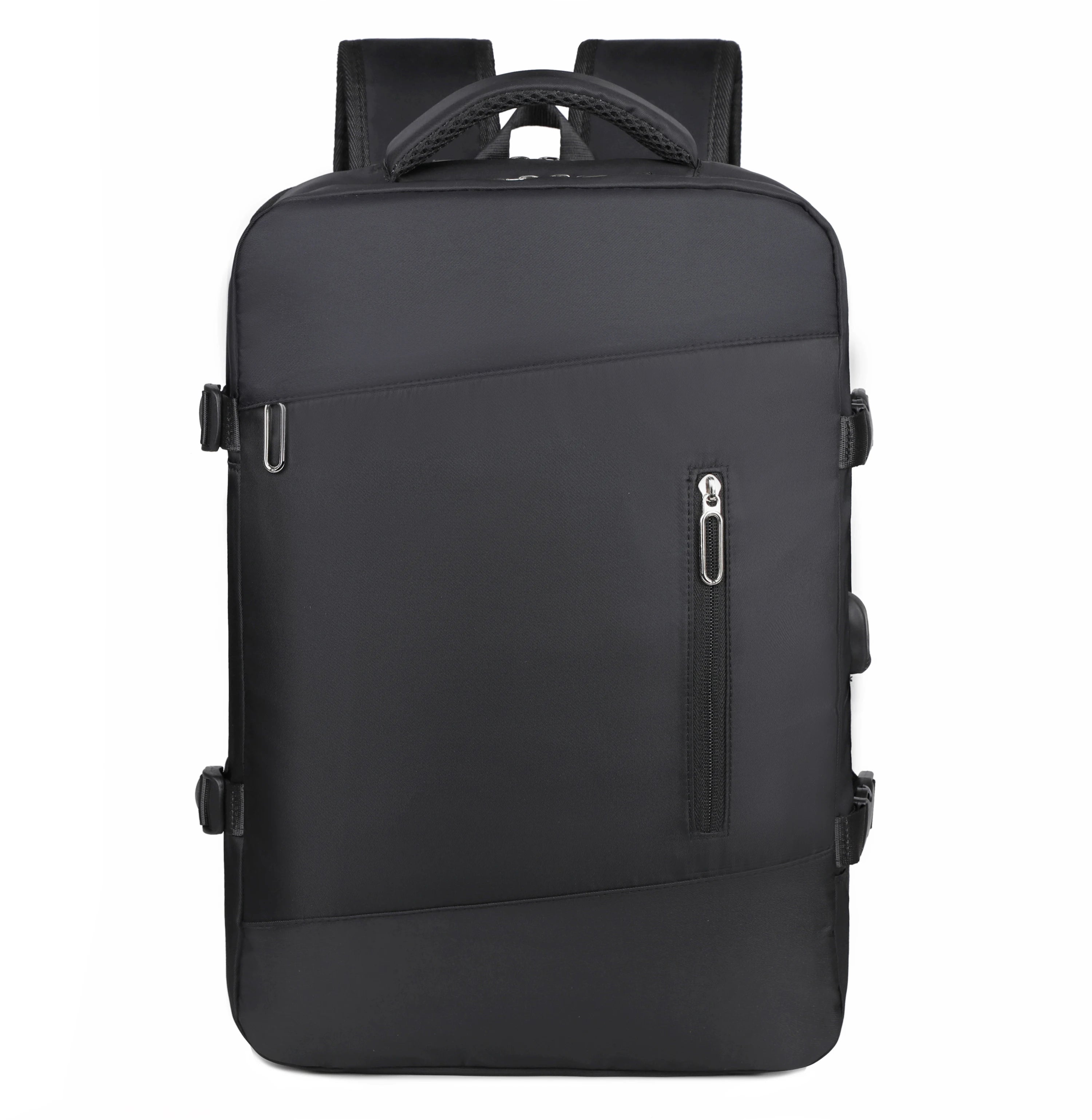 Large Capacity Computer Backpack Black Laptop Lady Fashion Waterproof USB Charging Polyester Air Cushion Belt Business Backpack