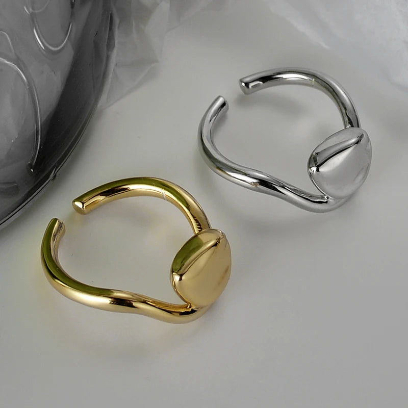ICEBELA Jewelry Newly Design Jewelry S925 Sterling Silver Curve Ring 18K Gold Plated Irregular Wave Signet Ring for Women