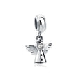 2022 New 925 Sterling Silver Rhodium Plated Angel Charm with Bezel Setting Zircon for Women-Gift