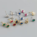 Wholesale Fashion Jewelry925 Sterling Silver Minimalist Cz Horse Eye Multicolor Blue Green Cz Stud Earrings for Women