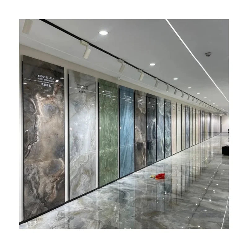 900x1800mm Luxury Rock Slab Wall Panel - Waterproof Fire-Resistant Glazed Tile for Modern Villa Living Room Background