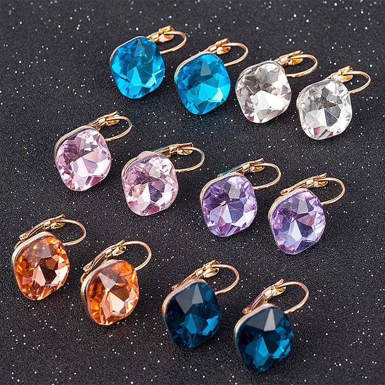 Minimalist Fashion Gold Crystal Zirconia Stud Earrings Stone Pendant Earrings for Women