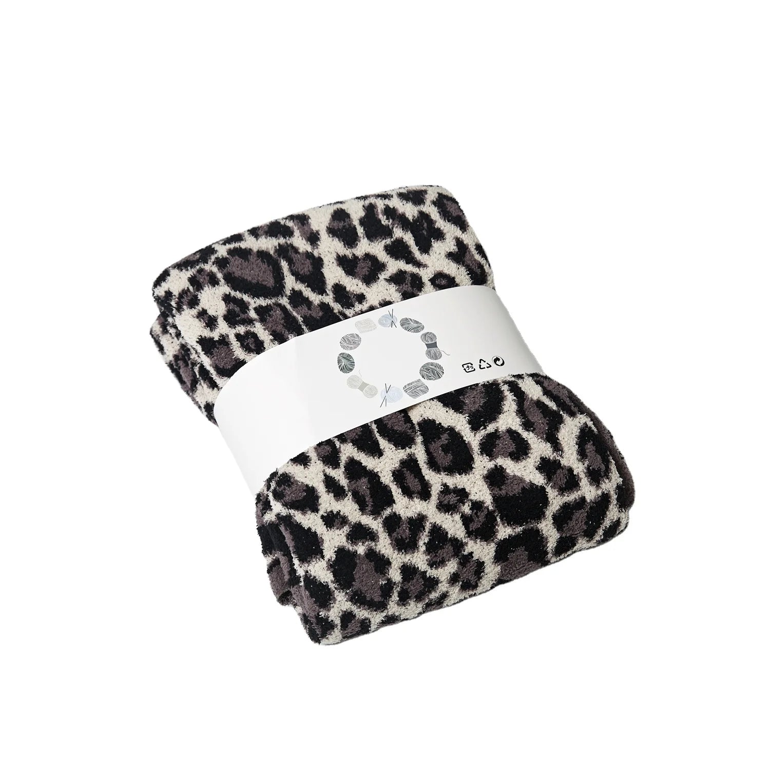 Leopard Print Jacquard Blanket Throw Half Fleece Fabric Microfiber Bedspread Stich Plaid Yarn Fluffy Home Decoration Blanket Ps