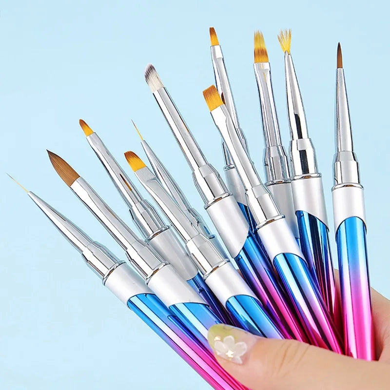 Wholesale Japanese Polish Tool Set Phototherapy Nail Art Brush Metal Handle Nail Pen