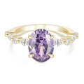 OAHLAN Jewelry 1.5ct Oval Cut Amethyst Color Gemstone Zircon Wedding Engagement Promise S925 Sterling Silver Ring for Women