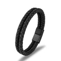 Custom Wholesale Man Jewelry Simple Stainless Steel Man Leather Bracelet Mullti-strand Leather Cuff Bracelet