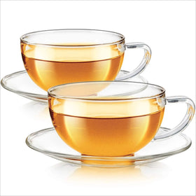 Hot Seller Borosilicate Glass Teacup Saucer Set Heat Resistant and Microwave Safe for Healthful Drinking Custom logo clear Cup