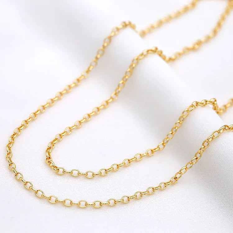 Brass Rolo Chains 3mm Soldered Belcher Chain 14K Gold Plated for DIY Jewelry Making
