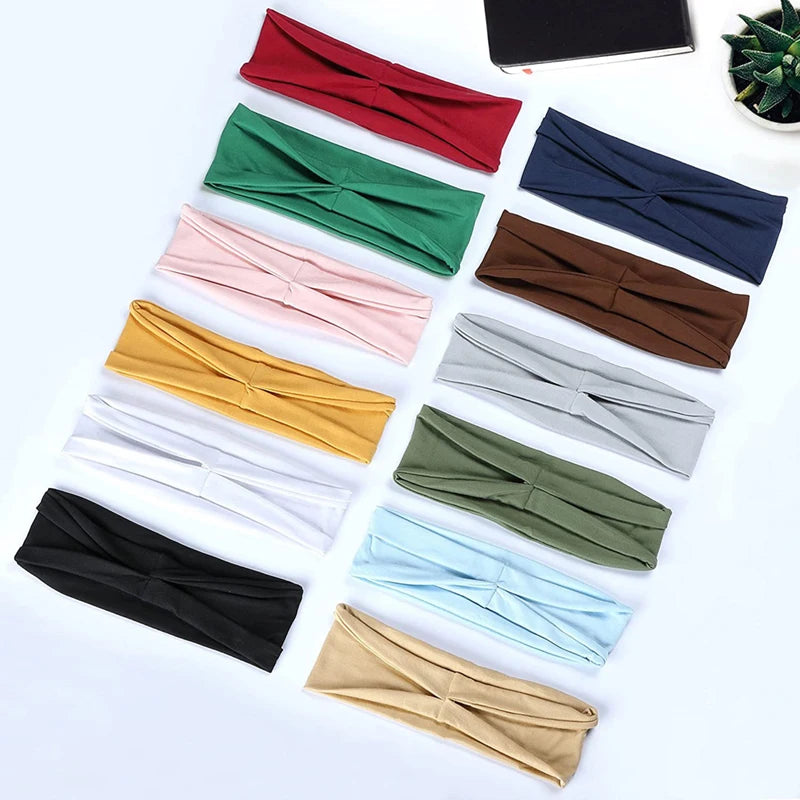 Solid Color Elastic Cotton Women Headbands European and American Yoga Sweat-Absorbing Hair Band Running Fitness Headband