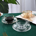 Solhui Golden Rim Amber Transparent Coffee Cup and Saucer Set