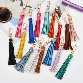 RTS Bag Pendant Fringe Keychain Pu Leather Accessories Female Schoolbag Couple Car Wholesale Tassel Key Chains