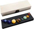 Solar System 9 Planets Natural Gemstone Crystal Ball Set Galaxy Universe Healing Crystals with Wooden Box Creative Gift Home