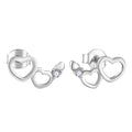 CUSTOM OEM Women Fine Jewellery Rhodium Plated 925 Sterling Silver Heart Stud Earrings