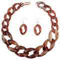 Vintage Temperament Resin Necklace Personality Clavicle Earring Exaggerated Chunky Earrings Necklace Sets Chains Unisex