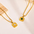 Personality Stainless Steel Zircon Square Brand Gold Women's Fashion Accessories Jewelry Pendant Necklace