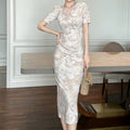 ZYHT 21324 Casual Summer Wholesale Fashion V Neck Short Sleeve Printed Short Sleeve Bodycon Dresses for Women