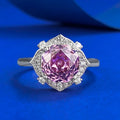 Jewelry Factory 925 Sterling Silver High-Carat Diamond Millennium Rose-Cut Purple Diamond Ring