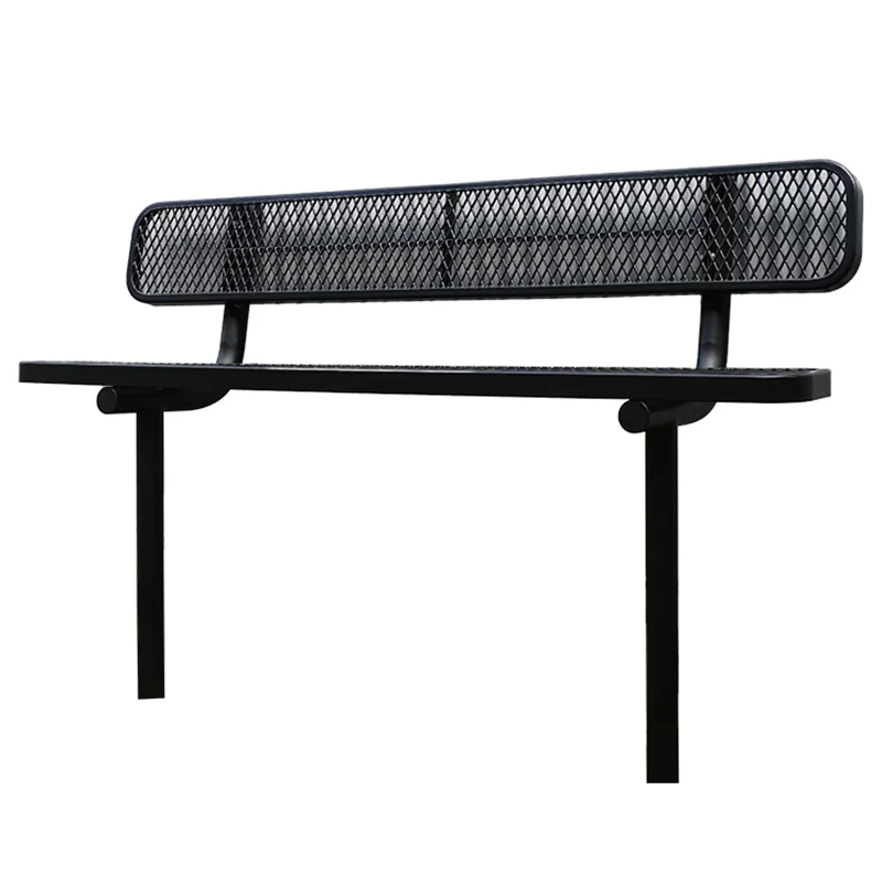 Outdoor Furniture Embedded Metal Leisure Back Bench Seat Outside Park Steel Bench Seating Public Garden Patio Bench Chair