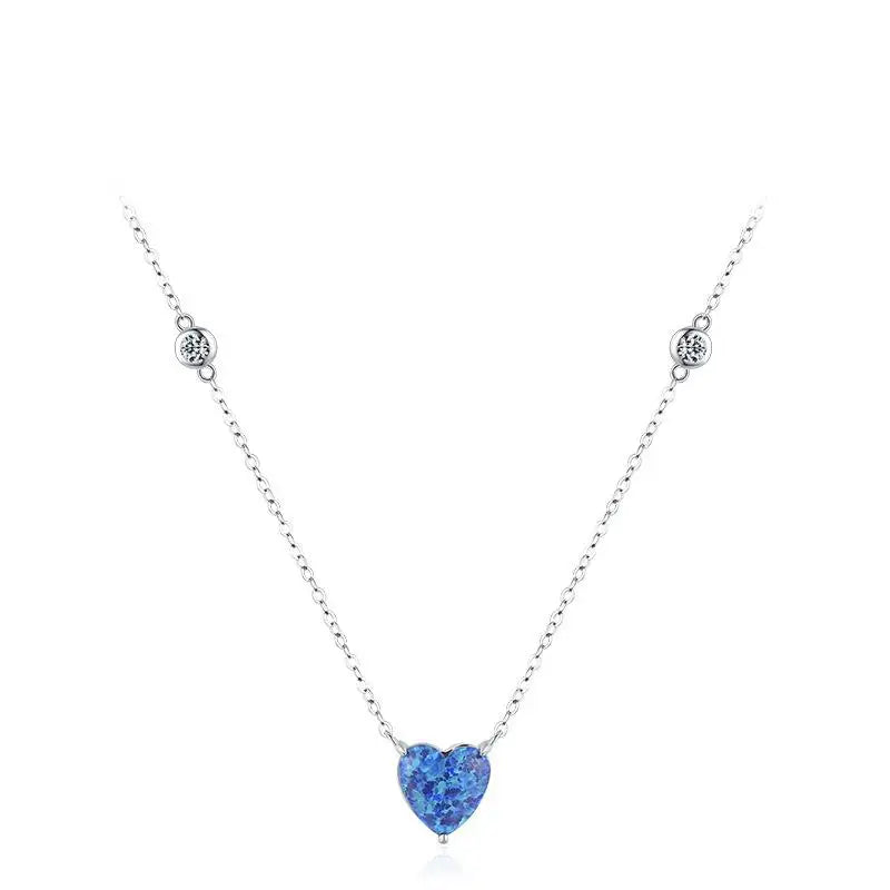 Sweet and Elegant Hot Selling Jewelry Pendant Necklace S925 Sterling Silver Rose Gold Plated love Heart Opal Necklace