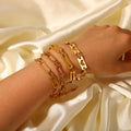 G2002 INS 18K Gold Plated Stainless Steel Jewelry Heart Hollow Out Paper Clip Link Chain Bracelet for Women