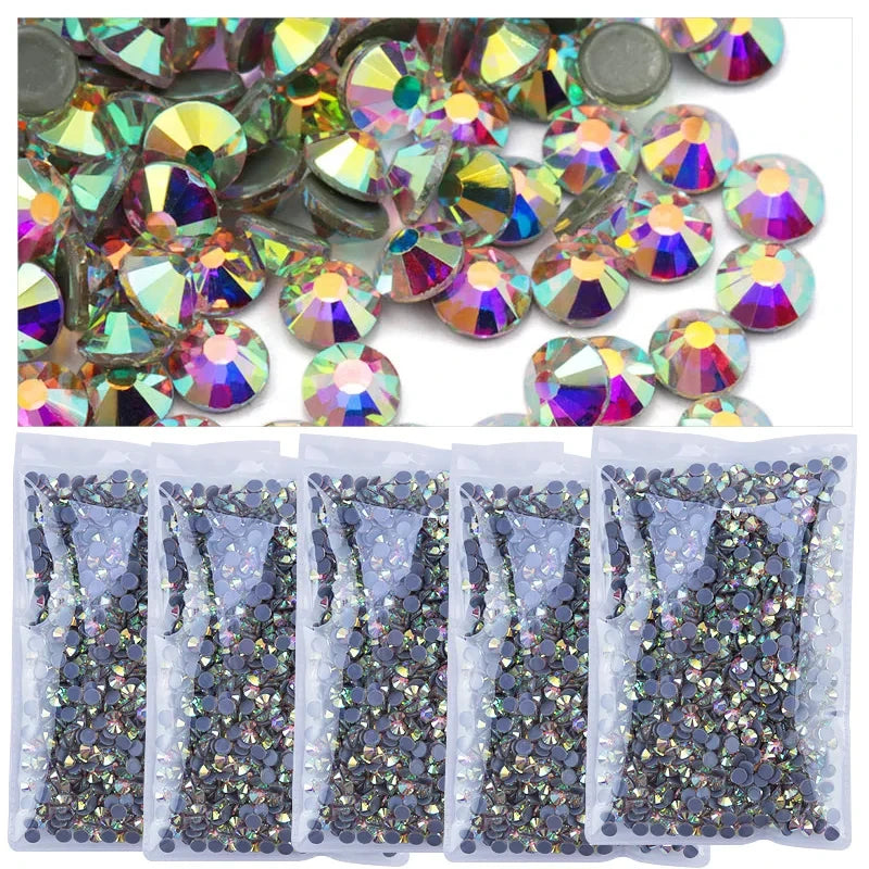 AB Color SS6 SS8 SS10 SS12 SS16 SS20 Flat Back Glass Hotfix Rhinestones Hot Melt Glue for Dress & Dance Costume Decoration