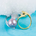 Re030979 DIY 9-11mm Natural Freshwater Pearl Ring Accessory 925 Sterling Silver Adjustable Size Engagement Ring for Women