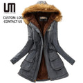 OEM Winter Warm Women Hooded Oversized Casual Long Parka Loose Overcoat Femme Polyester Cotton Padded Jacket Coat