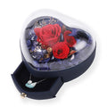 2023 Valentines Day Rose Jewelry Storage Box Wholesale Heart Shaped Gift Box Luxury Artificial Flower Clear Acrylic Gift Box