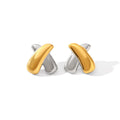 Ins Gold and Silver Two Tone X-Shaped Stainless Steel Earrings Female Niche Design Titanium Steel Ear Studs Non-Fading