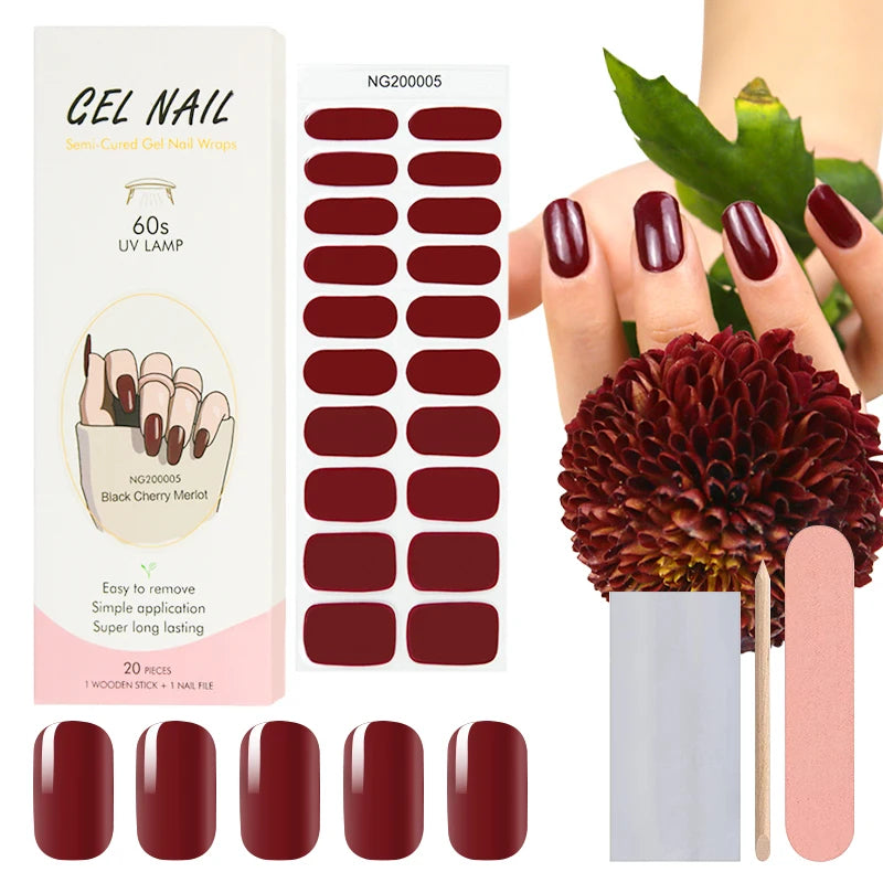 Huizi Factory Supplier New Designs Semi Cured Custom Gel Nail Polish Sticker Wraps