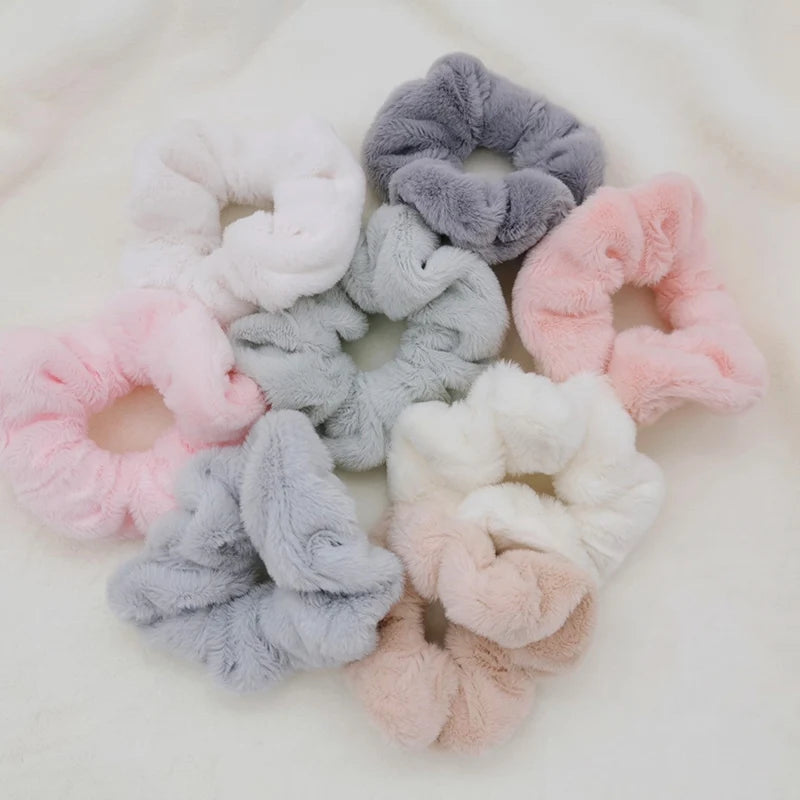 10cm Soft Velvet Women Elastic Hair Scrunchies Pastel Plush Hair Bands Elasticity Ponytail Holders Hair Ties Accessories