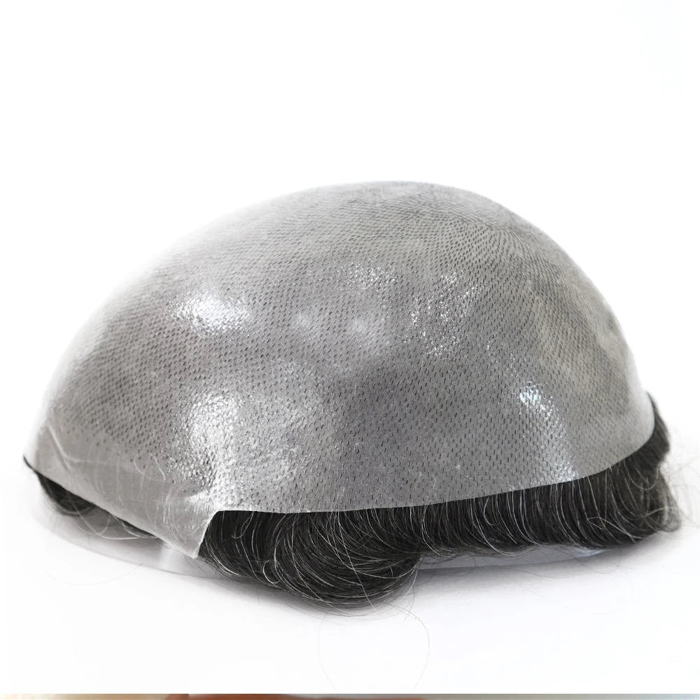 Thin Skin V Nature Hairline Indian Remy Hair Toupee All V Looped 120% Density Right Design Male Wig Hair Pieces