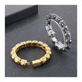 Vintage Charm Stainless Steel Square Skull Bracelets 18k Gold Plated Metal Bracelet Bangle for Men Jewelry Accessories