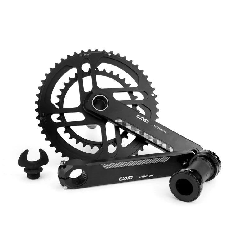 Ultra-light Hollow Aluminum Alloy 700g Black Integrated 22S 24S Road Bike Crank Set with Chain Rings and Threaded BB68~73mm