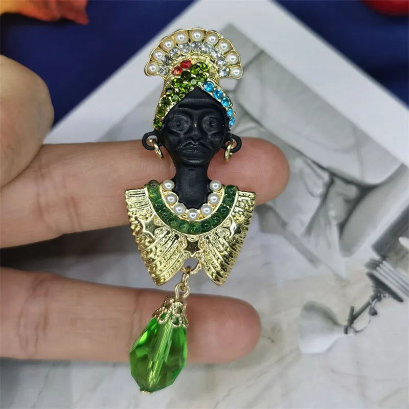 Souvenirs New Fashion Meta Africa Negro Egypt Queen Tribal Chief Pin Button Badge Brooch