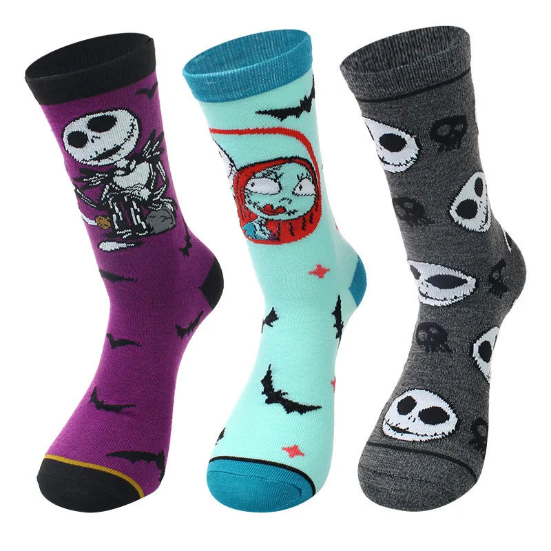 Wholesale Cheap Cartoon Skeleton Jacquard Calf Socks Breathable Sweat-Absorbed Mid-Calf Socks Unisex